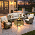 ovios 5 Pieces Patio Furniture Set, Outdoor Wicker Sofa Couch by OVIOS