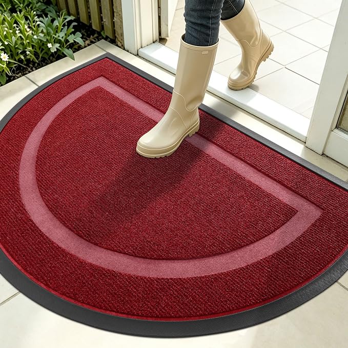 OLANLY Half Circle Front Door Mat Outside 35x23 All-Season Rubber Doormat | by OLANLY