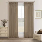 Pinch Pleated Memory Trained Linen Semi Sheer Brown Latte Curtains 50Wx90L | by Twodrapes
