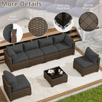 LOUVIXA 7 Piece Outdoor Patio Furniture Set, Outdoor Sectional Sofa, Wicker - Image 6