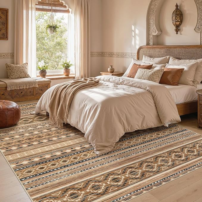 cotiled Boho 7x9 Area Rug for Living Room: Large Moroccan Washable Rug | Solve - Image 6