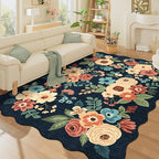 DUKINO 5x7 Area Rugs for Bedroom, Floral Washable Rug Non Slip, Stain Resistant - Image 8