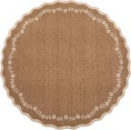 GarveeHome Large Round Rug 8ft Scalloped Washable Circle Living Room Rug | Soft - Image 4