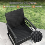 Tangkula 3 Pieces Outdoor Rocking Chairs Set, Rattan Heavy Duty Cushioned - Image 7