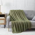 BOURINA Dark Olive Throw Blanket 50x60 Inches Throw Textured Solid Soft Sofa by BOURINA
