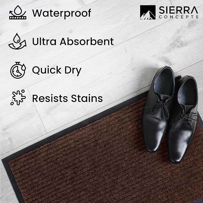 Front Door Mat, Indoor Outdoor Welcome Entryway Doormat, 36x24 Dark Brown | - Image 5