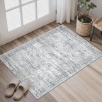 Soalmost 2x3 Washable Rugs for Kitchen, Small Area Rug Grey | Non-Slip Vintage - Image 2