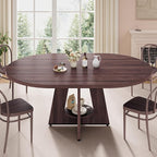 43''–59'' Extendable Dining Table, Round Kitchen Dining Room Dinner Table - Image 5