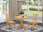 East West Furniture ANVA3-OAK-W 3 Piece Dining Table Set - Image 2