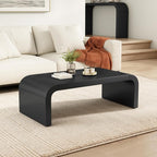 Modern Curved Coffee Table, 47.2’’ Minimalist Waterfall Center Table by ChristopherKnightHome