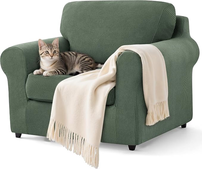 SUBRTEX 3 Pieces Stretch Sofa Slipcover Sets Couch Cover Sets Backrest Cushion by Subrtex