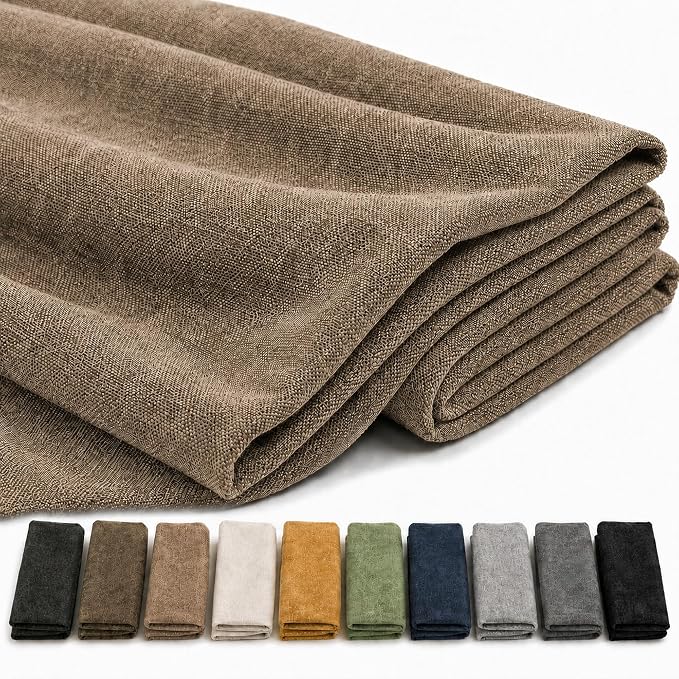 Mini Chenille Linen Blend Upholstery Fabric by the Yard, 57 Inch Wide Soft by Laklinlin