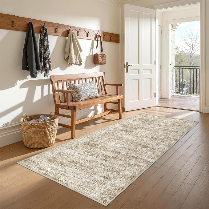 3x6 Runner Rug Non Slip, Washable Hallway Runner Rug, Nursery Room, Soft Runner by Restydon