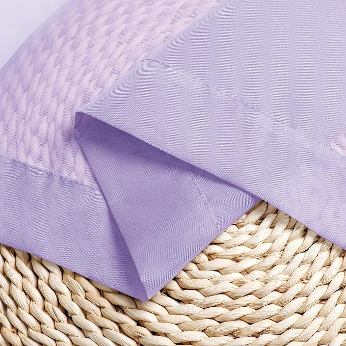 Chyhomenyc Sheer Curtains 63 Inch Length 2 Panels, Lilac | Light Filtering - Image 3