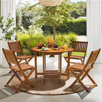 Devoko 5 PCS Patio Furniture, Patio Dining Set Acacia Wood Outdoor Table and - Image 7