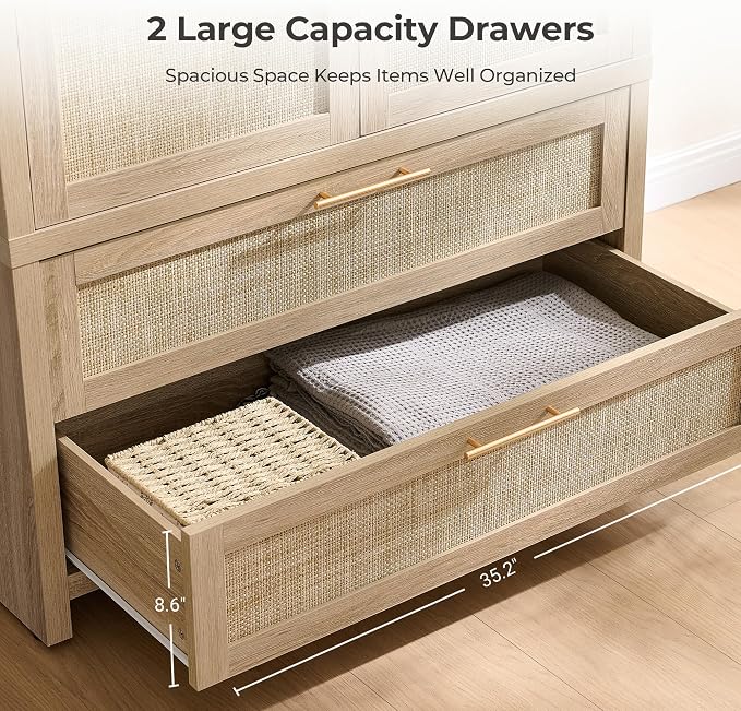 SICOTAS Larger Armoire Wardrobe Closet, Boho Armoire Clothes Organizer - Image 5