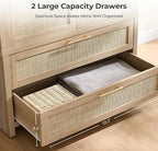 SICOTAS Armoire Wardrobe Closet, Larger Rattan Armoires Wardrobe Cabinet - Image 8