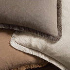 MIULEE Linen Fringe Decorative Fall Euro Throw Pillow Covers Coffee 24x24 | Set - Image 4
