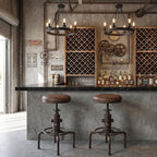 Topower Antique Vintage Industrial Barstool PU Leather Water Pipe Fire Hydrant - Image 2