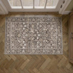 2x3 Coffee Brown Vintage Floral Washable Area Rug - Image 2