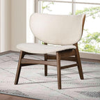 Mid-Century 2-piece Wingback Accent Chair and Table Set Beige Brown Solid - Image 4