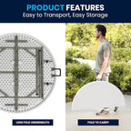 Flash Furniture Freeman 4' Round Plastic Folding Table - Image 9