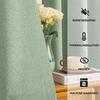 Yakamok 84 Inch Light Sage Green Linen Texture Curtains - Image 5
