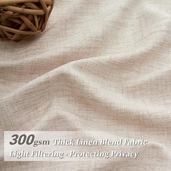 Unique Thick Natural Linen Pleat 86 Inch Curtains 2 Panels Set - Image 2