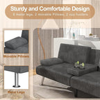 Shahoo Modern Upholstered Convertible Folding Futon Sofa Bed - Image 5