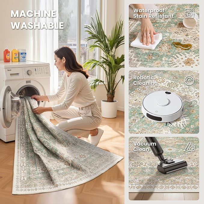 6x9 Area Rugs for Living Room, Large Washable Rug, Dining Room, Low Pile - Image 5