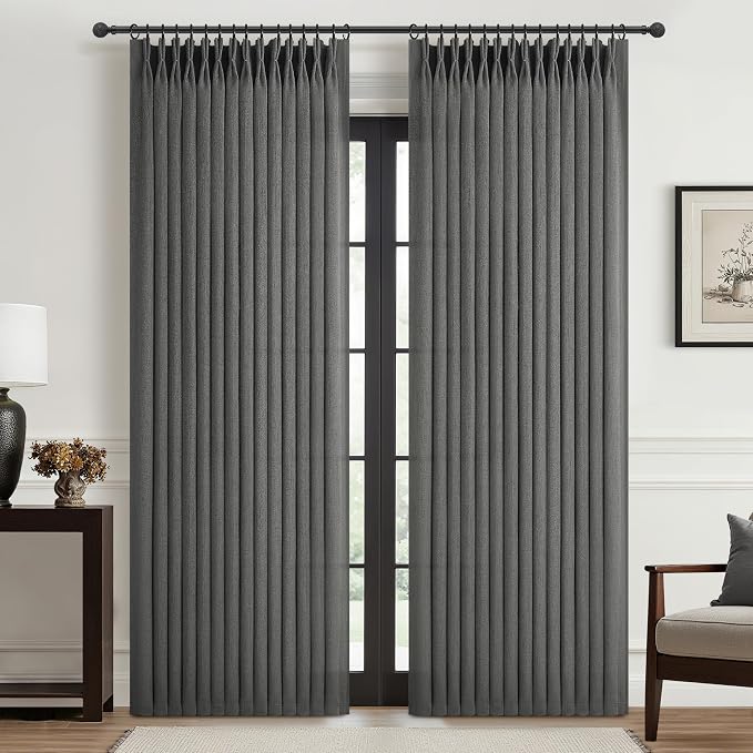 Dark Grey Memory Shaped Pinch Pleated Living Room Curtains 84 Inches Long 2 by PleatedDrapes
