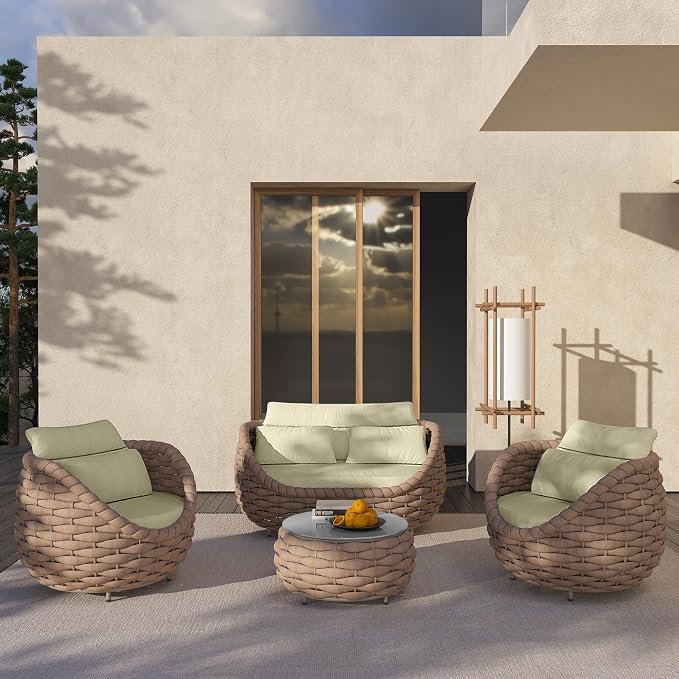TWT Outdoor Patio Furniture Set-5 Pieces Aluminum Sectional Sofa, Metal Patio - Image 4