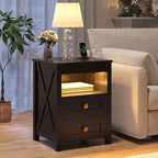 HWB LED Nightstand with Gun Drawer: Bedside Table with Charging Station - Image 9