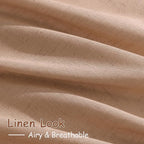 Peach Linen Curtains 102 Inches Long Rod Pocket Back Tab Drapes 2 Panels Set - Image 3