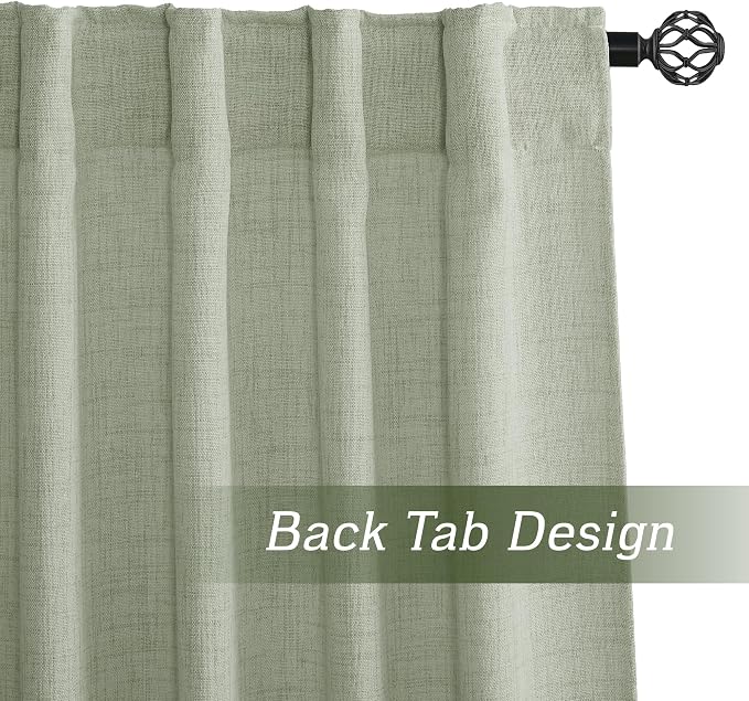 RYB HOME Farmhouse Boho Linen Sheer Curtains 90 inches Long - Image 2