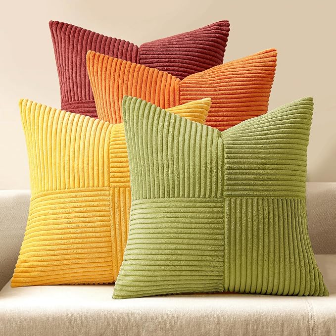 MIULEE Fall Burnt Orange Decorative Throw Pillow Covers 20x20 Inch Set of 4 by MIULEE