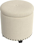 HomePop Home Decor | Upholstered Round Storage Ottoman - Image 7