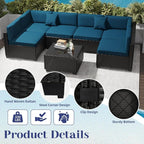 KIGOTY Patio Furniture Set, 14 Pieces Modular Outdoor Sectional Sofa, PE Rattan - Image 3