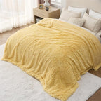 Bedsure GentleSoft Fluffy Yellow King Size Blanket - Image 8