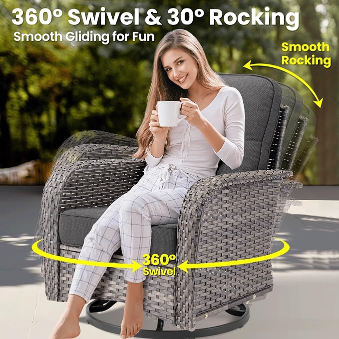 ovios 8 Pieces Patio Furniture Set, Outdoor Wicker Sofa Couch - Image 2