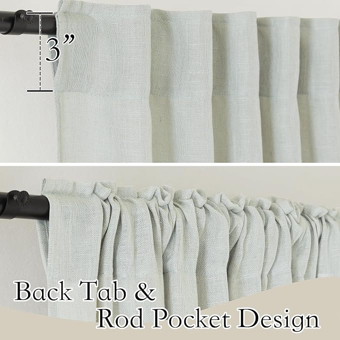 RYB HOME Linen Semi Sheer Kitchen Curtains Over Sink 36 inches Length | Light - Image 3