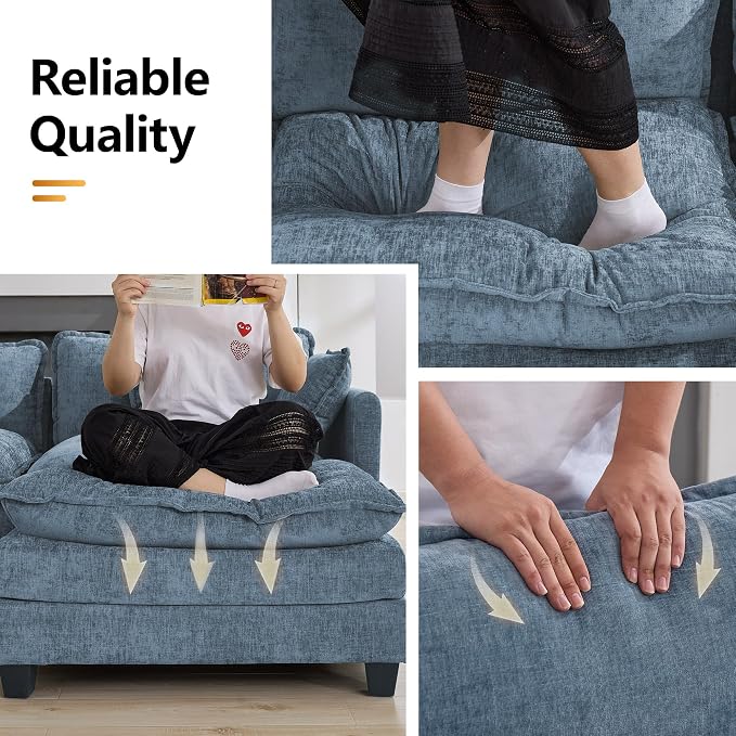 35‘’ Modern Chenille Cloud Sofa Ottoman, Rectangle Ottoman - Image 4
