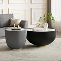 Round Marble Coffee Table Set of 2, 2 Piece White Coffee Table and End Table by Henf