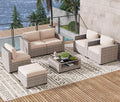 LOUVIXA 7 Piece Outdoor Patio Furniture Set, Rattan Chairs Glass Table Wicker by LOUVIXA