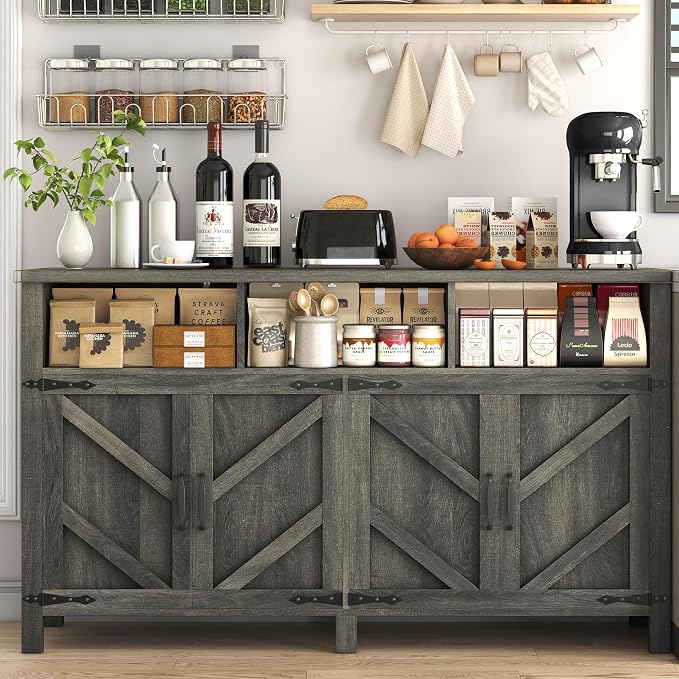 knoworld Buffet Sideboard with Storage Farmhouse with 4 Doors, Dining Room - Image 7