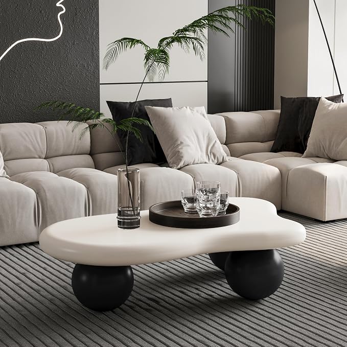 40" Cloud Coffee Table for Living Room Irregular Coffee Table Modern Low Coffee - Image 4