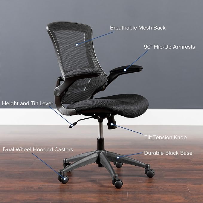 Flash Furniture Set of 4 Mid-Back Swivel Ergonomic Task Office Chairs - Image 8