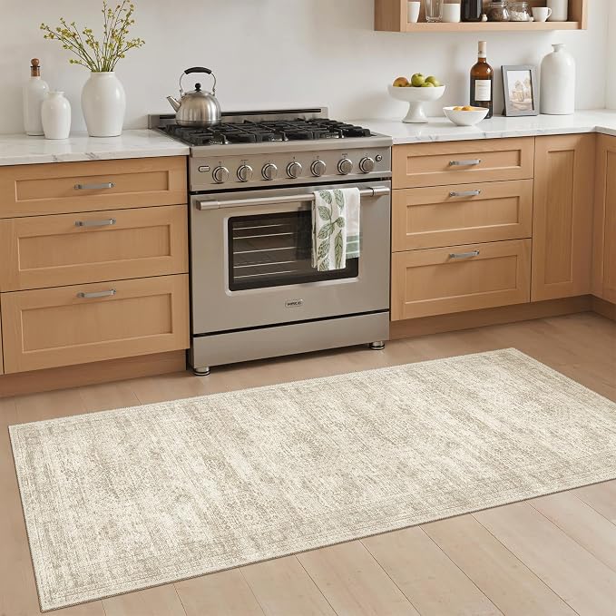 Soalmost Runner Rug 2x5 Washable Non-Slip Kitchen Entry Runners Beige | Soft - Image 3
