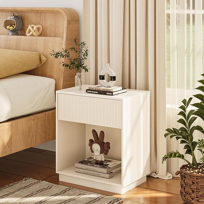 Fluted Nightstands Set of 2, Modern Bedside Table - Image 3