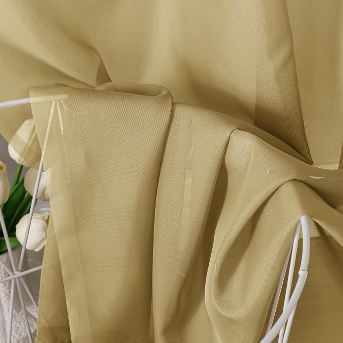 Gold Sheer Curtains 84 Inches Long 2 Panels - Image 3